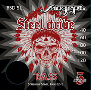 Струны для 5-х струнных бас-гитар Steel Drive BSD 5L (основа на гексагональном керне с нержавеющей сталью)
